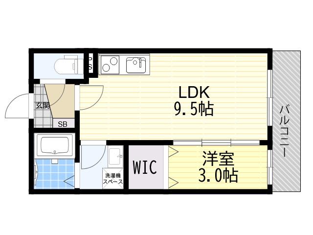 ルクス西宮北口(1LDK/1階)の間取り写真