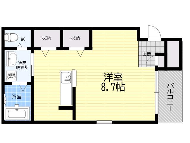 あんしんVER五ケ山22-2001(ワンルーム/1階)の間取り写真