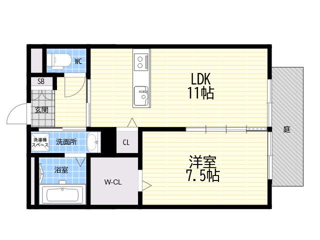 プレッツア西宮堤町(1LDK/1階)の間取り写真