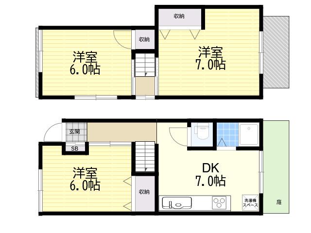 上大市3丁目テラスハウス(3DK)の間取り写真