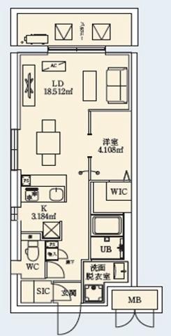 LEGALANDNISHINOMIYA PARKSIDE(1LDK/5階)の間取り写真