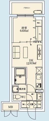 LEGALANDNISHINOMIYA PARKSIDE(1DK/6階)の間取り写真