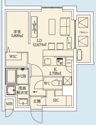 LEGALANDNISHINOMIYA PARKSIDE(1LDK/5階)の間取り写真