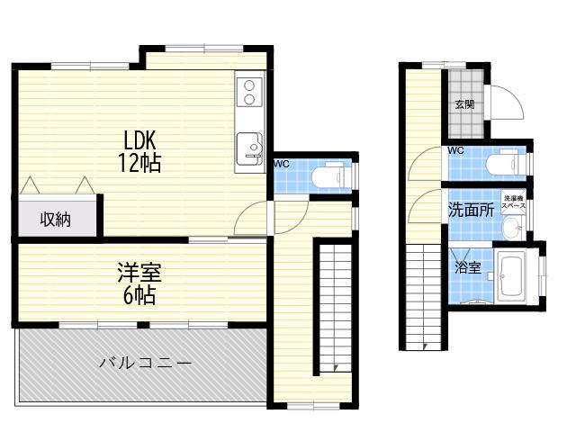 松原町戸建(1LDK/2階)の間取り写真