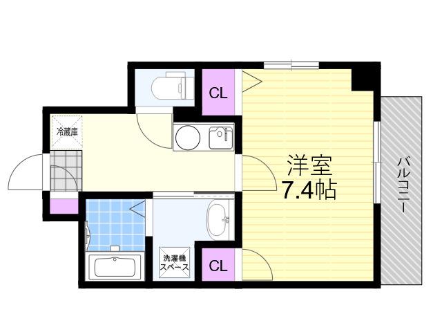 ビガーポリス101扇町(1K/3階)の間取り写真