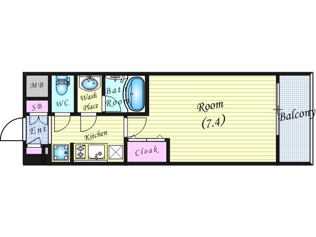 MID COURT UMEKITA(1K/4階)の間取り写真