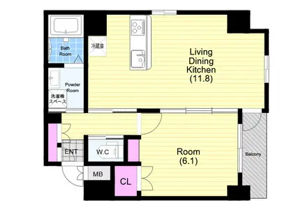 KONA天神橋(1LDK/2階)の間取り写真