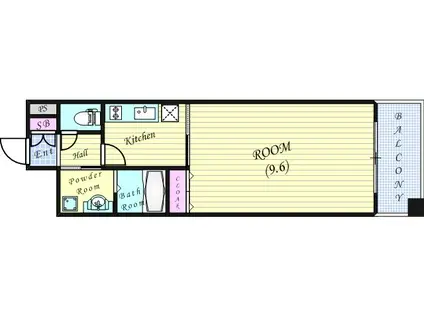 福島プライマリーワン(1K/3階)の間取り写真