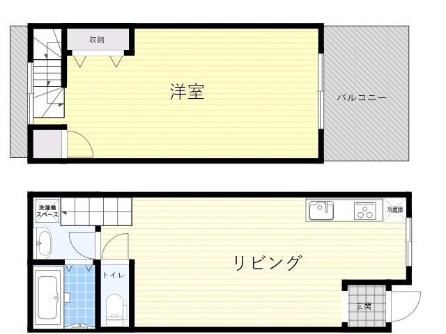 大阪市営谷町線 天神橋筋六丁目駅 徒歩8分 2階建 築62年(1LDK)の間取り写真