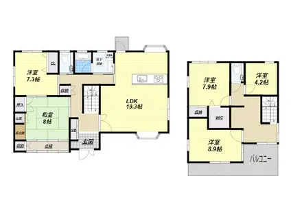 阪急神戸本線 芦屋川駅 徒歩13分 2階建 築29年(5LDK)の間取り写真