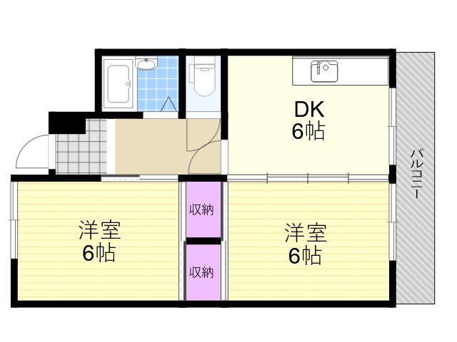 セントラルコート南桜塚(2DK/3階)の間取り写真