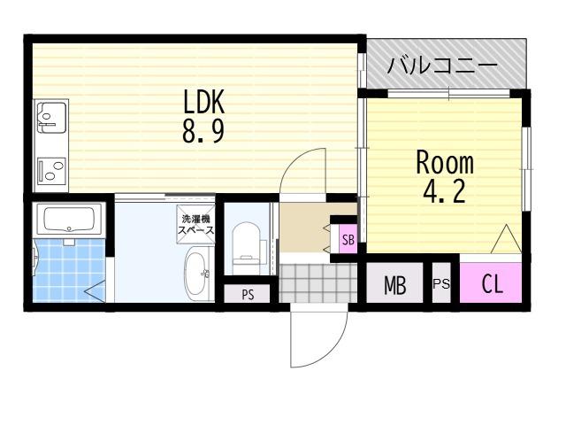 AIA難波南(1LDK/1階)の間取り写真