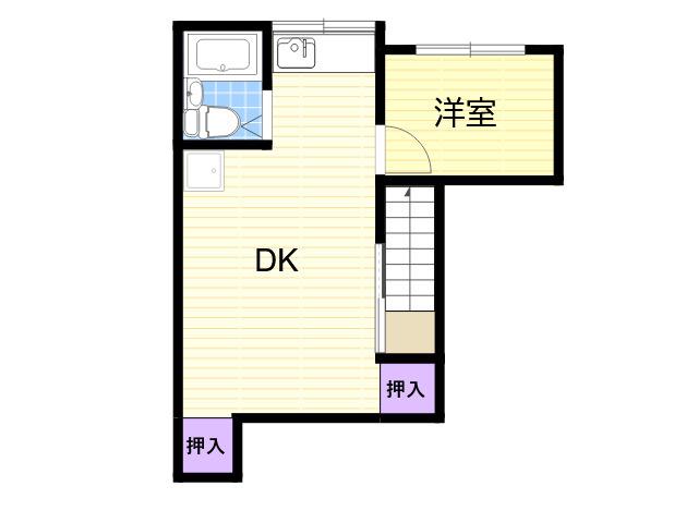 ハイツ秋桜(1DK/2階)の間取り写真