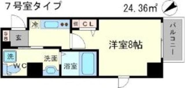 メインステージ西天満T´S SQUARE(1K/3階)の間取り写真