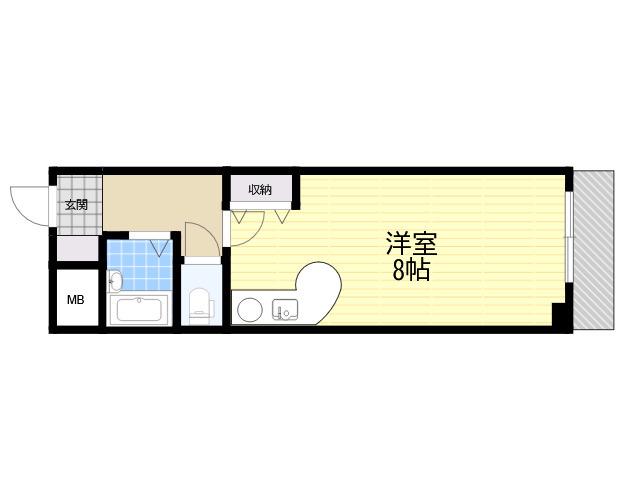 ダイアパレス塚本Ⅱ番館(ワンルーム/1階)の間取り写真