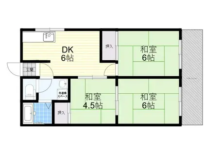 中島共同(3DK/1階)の間取り写真