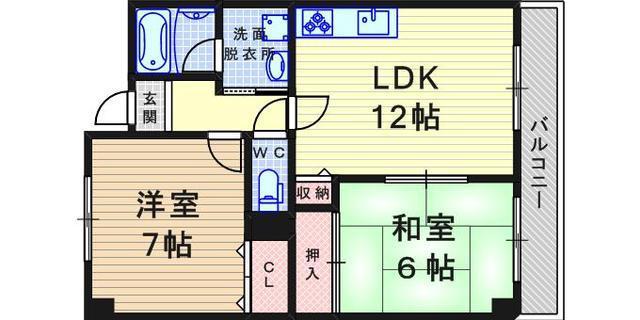 スカイヴィラ(2LDK/3階)の間取り写真