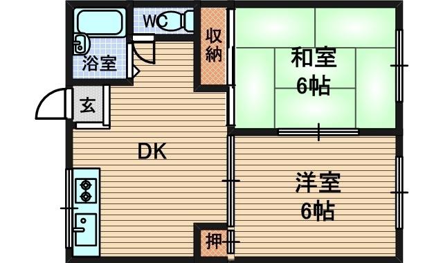 小川ハイツ2(2DK/2階)の間取り写真