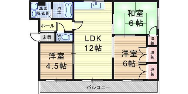 シェリール北園田(3LDK/3階)の間取り写真