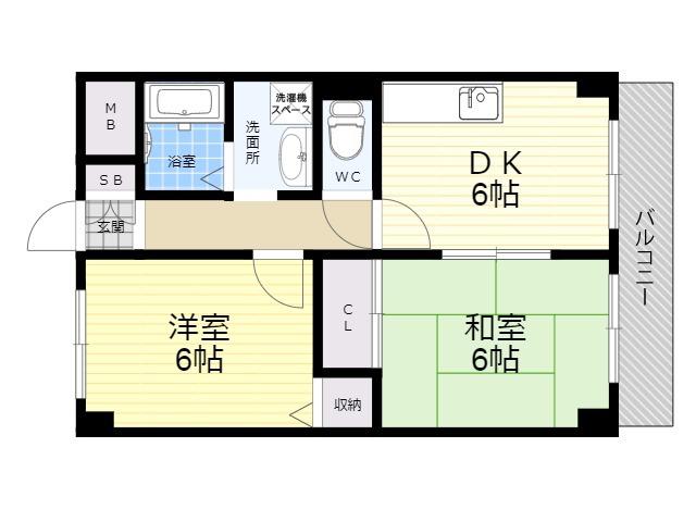 ヴィエール緑翠苑(2DK/5階)の間取り写真