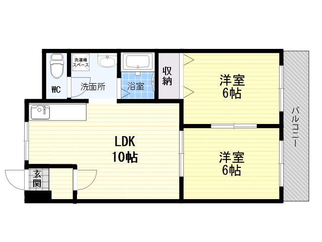 シャトー福(2LDK/4階)の間取り写真