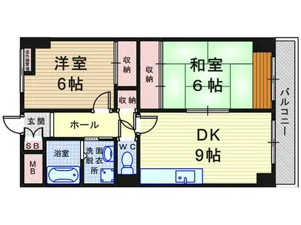 グランピック(2DK/4階)の間取り写真