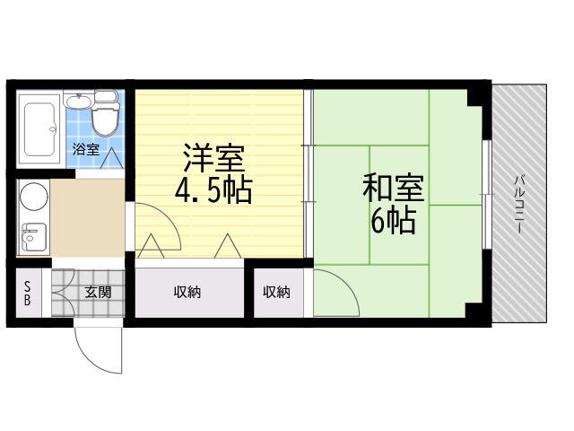 緑翠苑ダイヤハイツ(2K/2階)の間取り写真