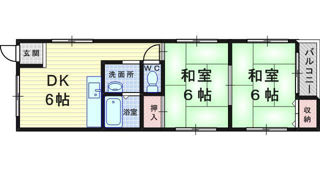 アートプラザ利倉西(2DK/3階)の間取り写真