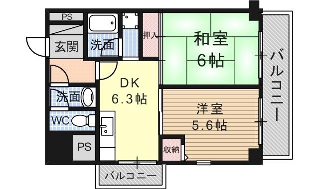 セントラル第二東園田(2DK/1階)の間取り写真