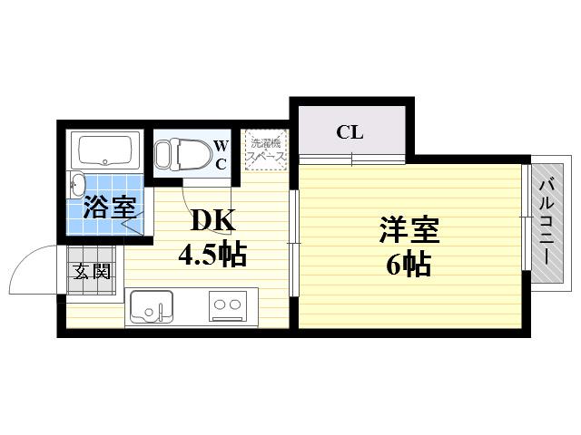 CREA園田(1DK/2階)の間取り写真