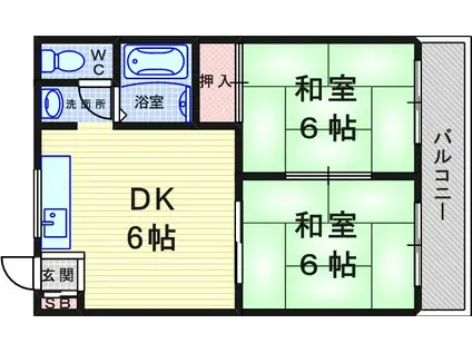 第2さかえハイツ(2DK/3階)の間取り写真