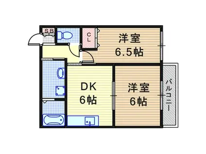 ハーモニーYM(2DK/2階)の間取り写真