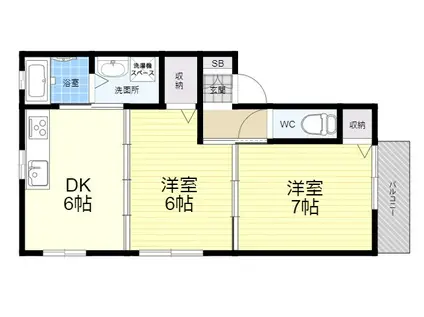 エクセルコート(2DK/2階)の間取り写真