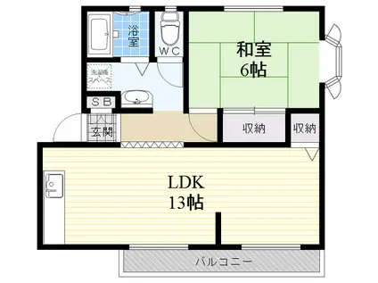 ルミエール21(1LDK/1階)の間取り写真