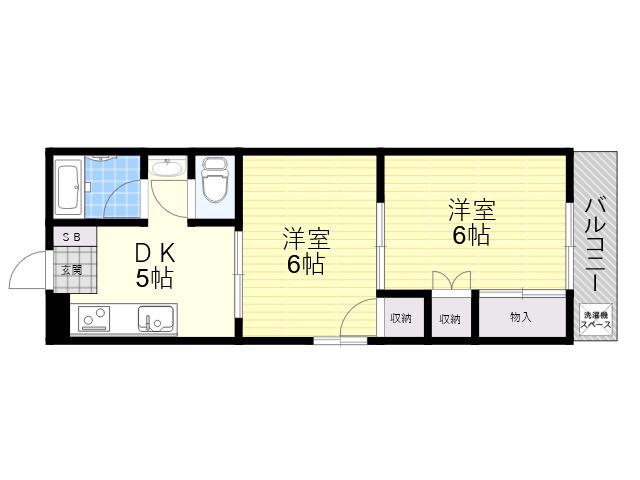 第5八雲マンション(2DK/1階)の間取り写真