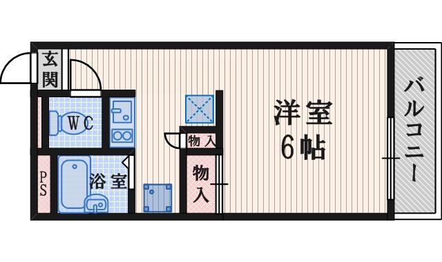 レオパレスパレス猪名寺(1K/1階)の間取り写真