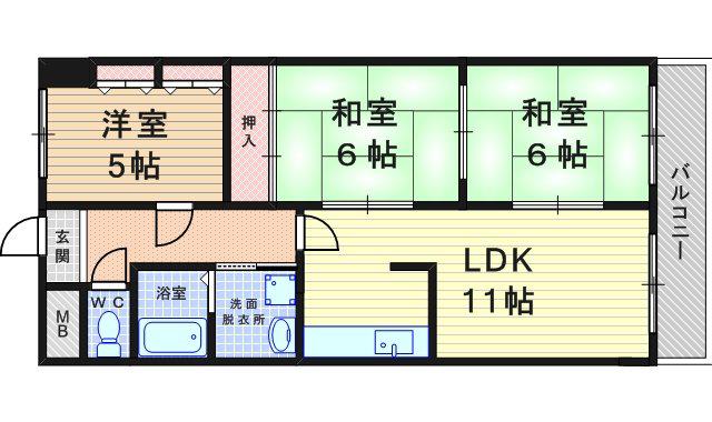 ファミーユ2(3LDK/4階)の間取り写真