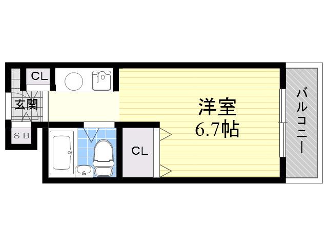 コートハウス(1K/2階)の間取り写真