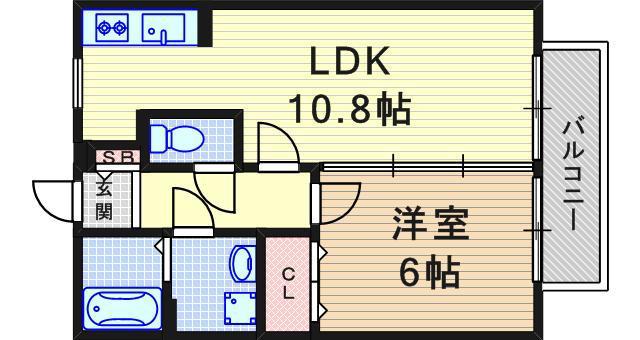 VILLA MINORE(1LDK/2階)の間取り写真