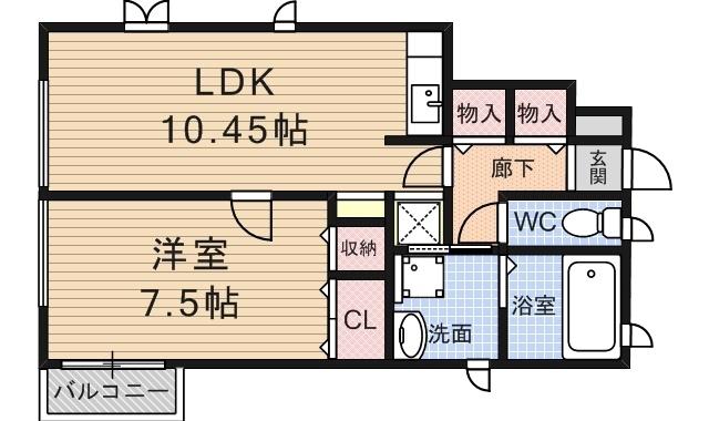 アフィニティホームズ(1LDK/1階)の間取り写真