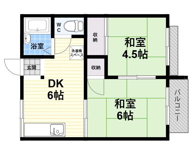 タウニィ東園田(2DK/2階)の間取り写真