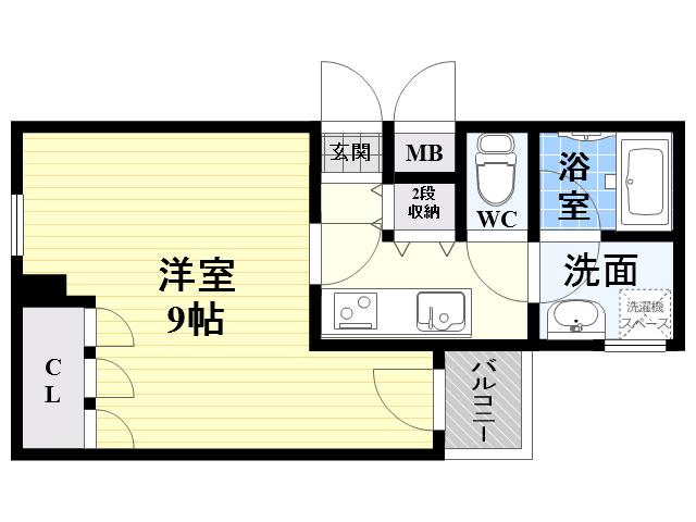阪急神戸本線 園田駅 徒歩6分 3階建 築28年(1K/3階)の間取り写真