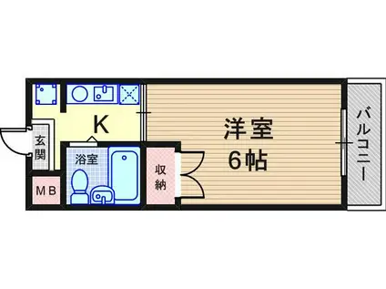 Kビル(1K/2階)の間取り写真