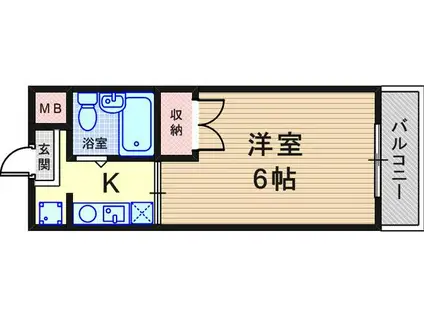 Kビル(1K/3階)の間取り写真
