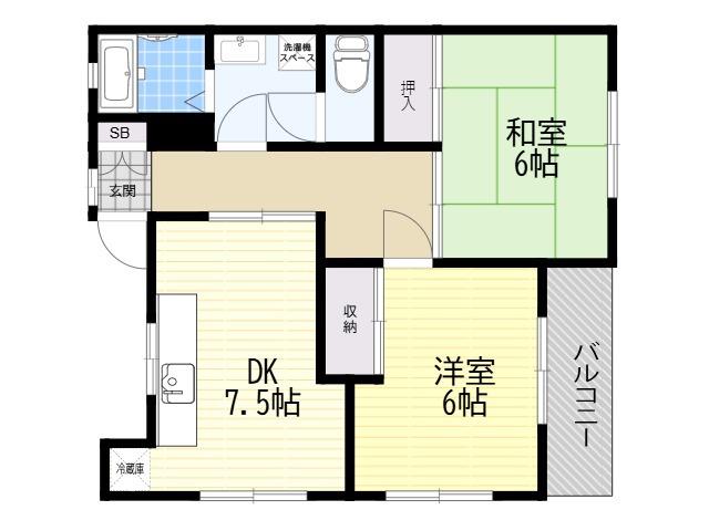 サンハイツⅠ(2LDK/1階)の間取り写真
