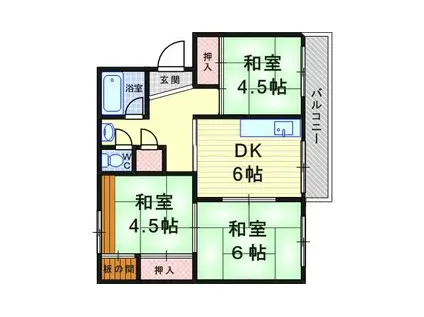 御園団地6号棟(3DK/5階)の間取り写真