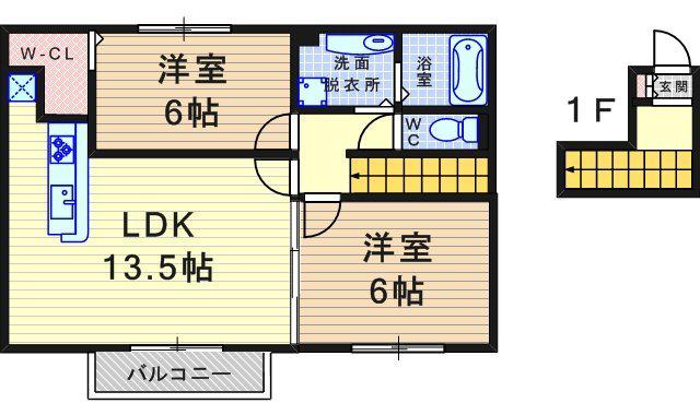 アルバス(2LDK/2階)の間取り写真