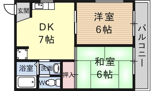 ティエムハイツそのだ(2DK/2階)の間取り写真