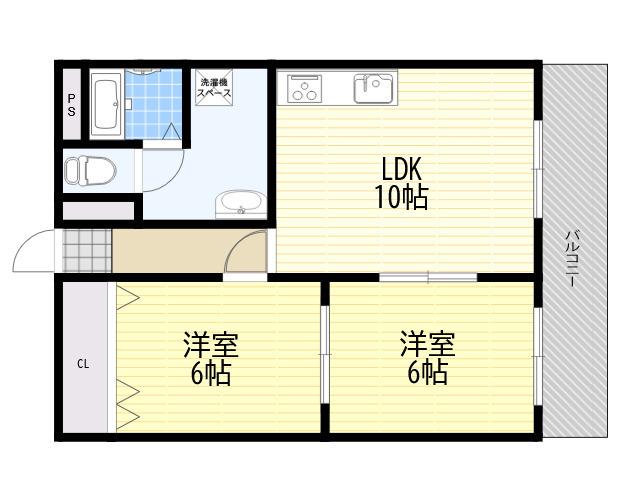 シティハイツ上ノ島(2LDK/2階)の間取り写真