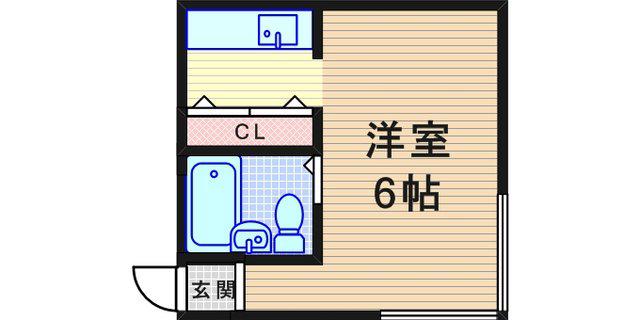 フラッツ塚口(ワンルーム/2階)の間取り写真